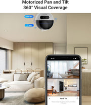 Beveiligingscamera - WiFi-bewakingscamera - Camerabewaking - met 360° - Dubbele Lens - 2K - 4MP+4 MP - Automatische Tracking - Persoons - Dierdetectie - Tweewegaudio - 10m Nachtzicht Patrouille - Privacymodus - voor Binnen - Wit