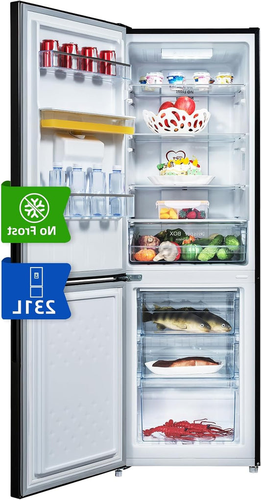 CHiQ FBM228NE4DE,Refrigerator Freezer, 231 Liter (161/70 L), No Frost, 3D Multi-Air Flow, Compact Design, 4-Star Freeze, Water Dispenser Super Freeze, 12 Year Warranty on Compressor - QUORE