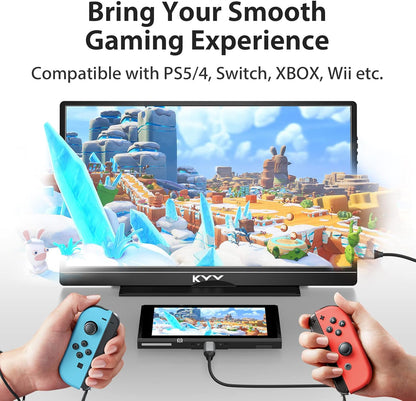KYY Portable Monitor Newest 15.6'' FHD 1080P USB-C HDMI Laptop Monitor w/ Smart Cover Bag & Dual Speakers, External HDR Computer Screen, Travel Gaming Monitor for PC MAC Phone Xbox PS4/5 - QUORE