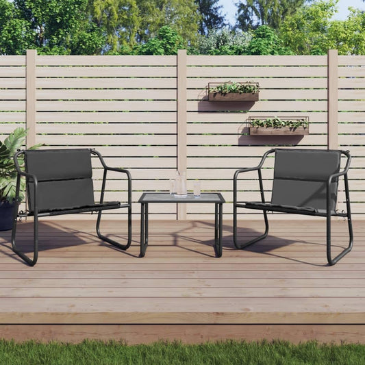 Lounge garden furniture set balcony furniture set garden lounge set 3-pcs. garden-lounge set with cushion anthracite steel - QUORE