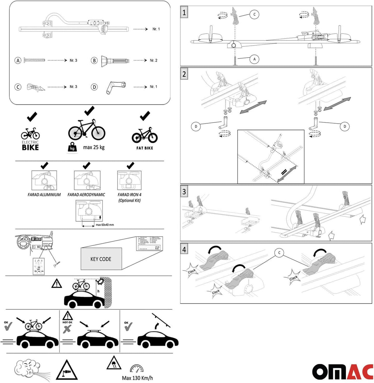 Fietsendrager voor op het dak – Dakfietsdrager – Fietsrek – Auto fietshouder – Dakmount drager – Maximaal 25 kg draagvermogen – Stevig aluminium frame