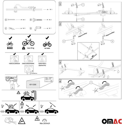 Fietsendrager voor op het dak – Dakfietsdrager – Fietsrek – Auto fietshouder – Dakmount drager – Maximaal 25 kg draagvermogen – Stevig aluminium frame