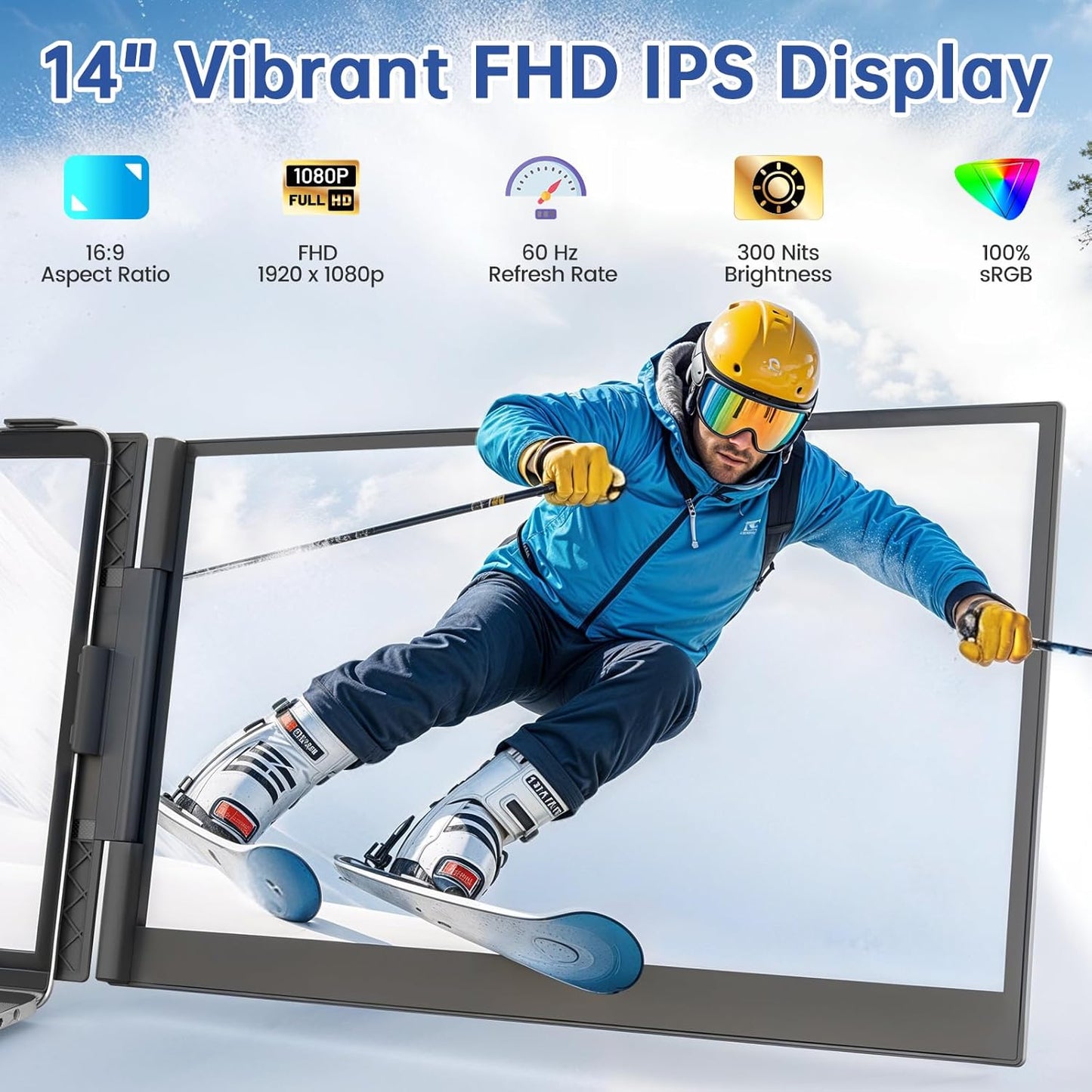 Draagbaar 14 Inch Scherm – Mobiel Monitor – Extensie Display – Laptop Extra Scherm – Ultralicht 1000g – Full HD 1080p – USB-C & HDMI Plug & Play