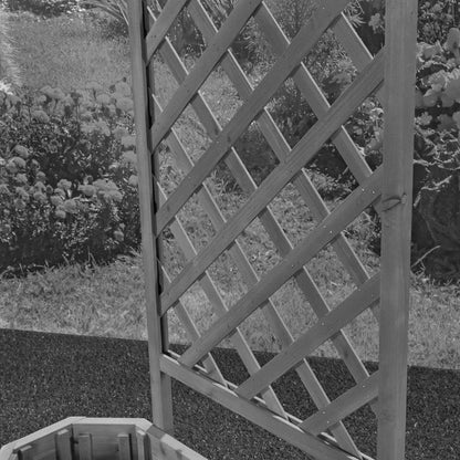 Melko Wamat Flower Box with Privacy Screen 150 cm Wooden Grid Planter with Trellis Climbing Aid for Climbing Plants - QUORE