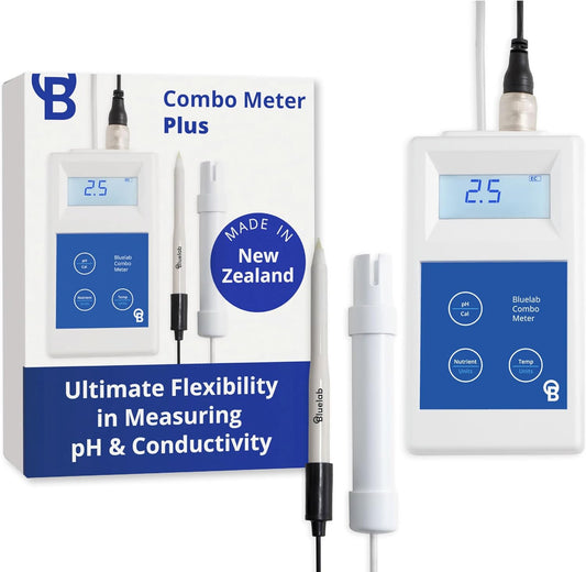 Bluelab METCOMPLUS Combo Meter PLUS for pH, Temperature, and Conductivity, Easy Calibration, Works in Rockwool and Soil