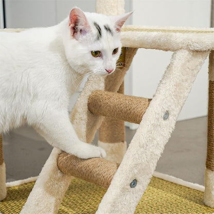 Kattenboom – Kleine Kattenboom – Krabpaal – Kattentoren – Kattenspeelmeubel – Compact en Stevig Ontwerp – Pluche Bekleding met Sisaltouw