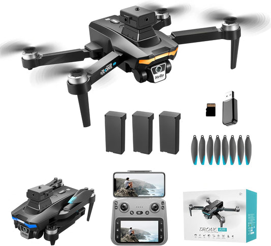 GPS-drone met dubbele 4K-camera voor volwassenen, drone met 4,5-inch scherm, obstakelvermijding, vliegtijd van 69 minuten, accu*3, automatische terugkeer naar huis, volg mij, borstelloze motor