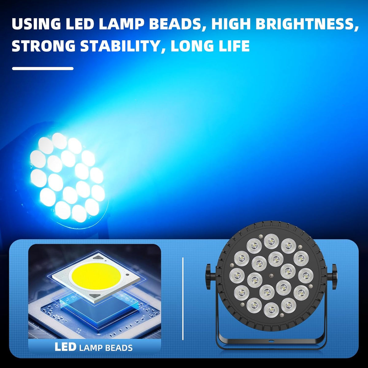 4pcs 6-in-1 LED Par 200W 18 LED Flood Light RGBWA+UV LED Flood Light DMX512 disco light 7/10CH Party Light 4 Control Modes Mode Lighting DJ Light Effect for - QUORE