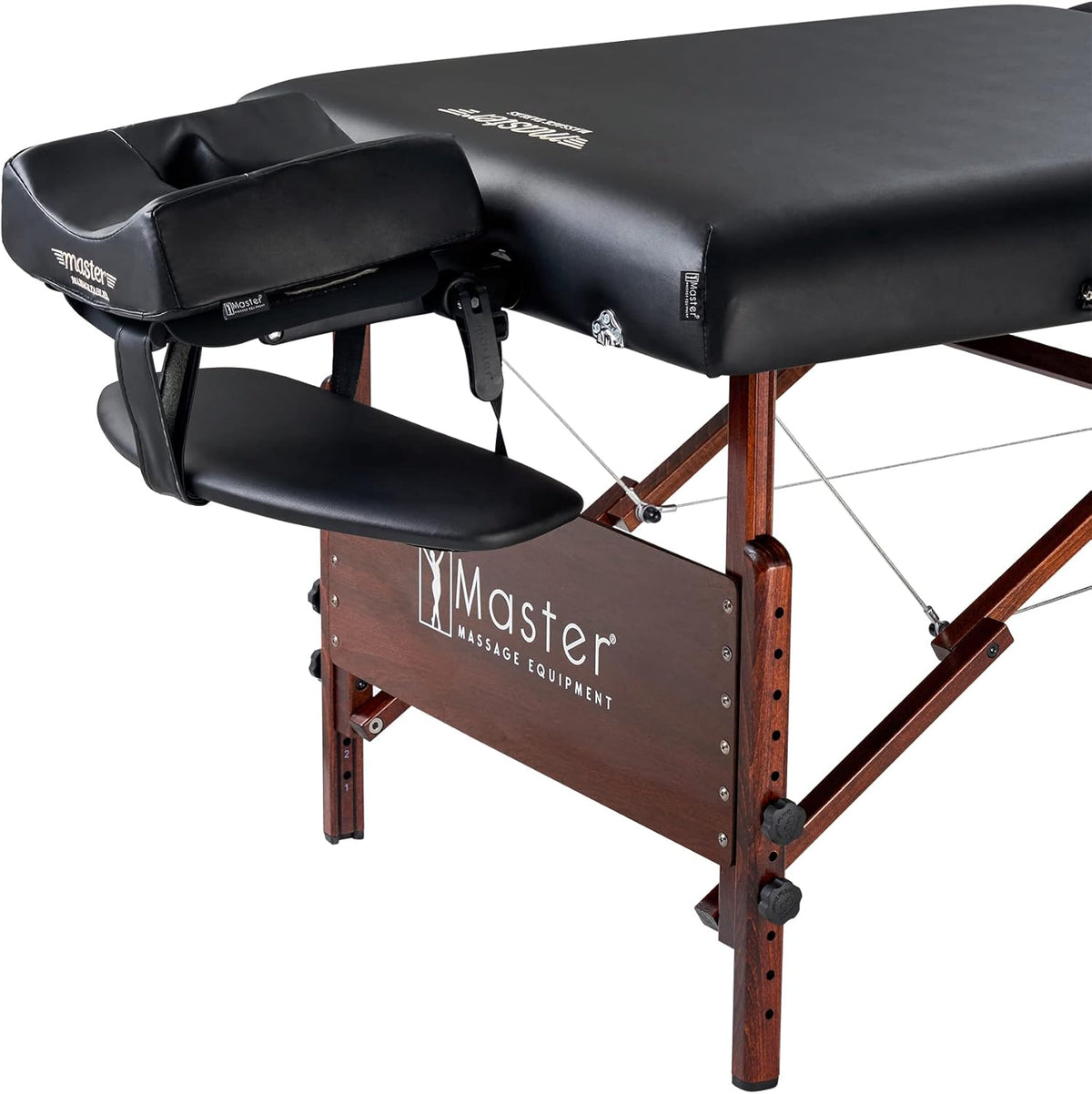 Master Massage Del Ray Mobil Massage Chair, Cosmetics Lounger, Therapy Bed, Massage Bench, Foldable, Wood, 76 cm, Black - QUORE