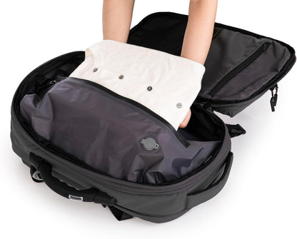 Vacuümreisrugzak | formaat handbagage koffer 55 x 35 x 25 & 55 x 40 x 20 cm | waterdicht | reistas laptop 17 inch | TSA-slot | wielen en trolley/bagageweeg/pomp optioneel, Grijs, 49cm, Met