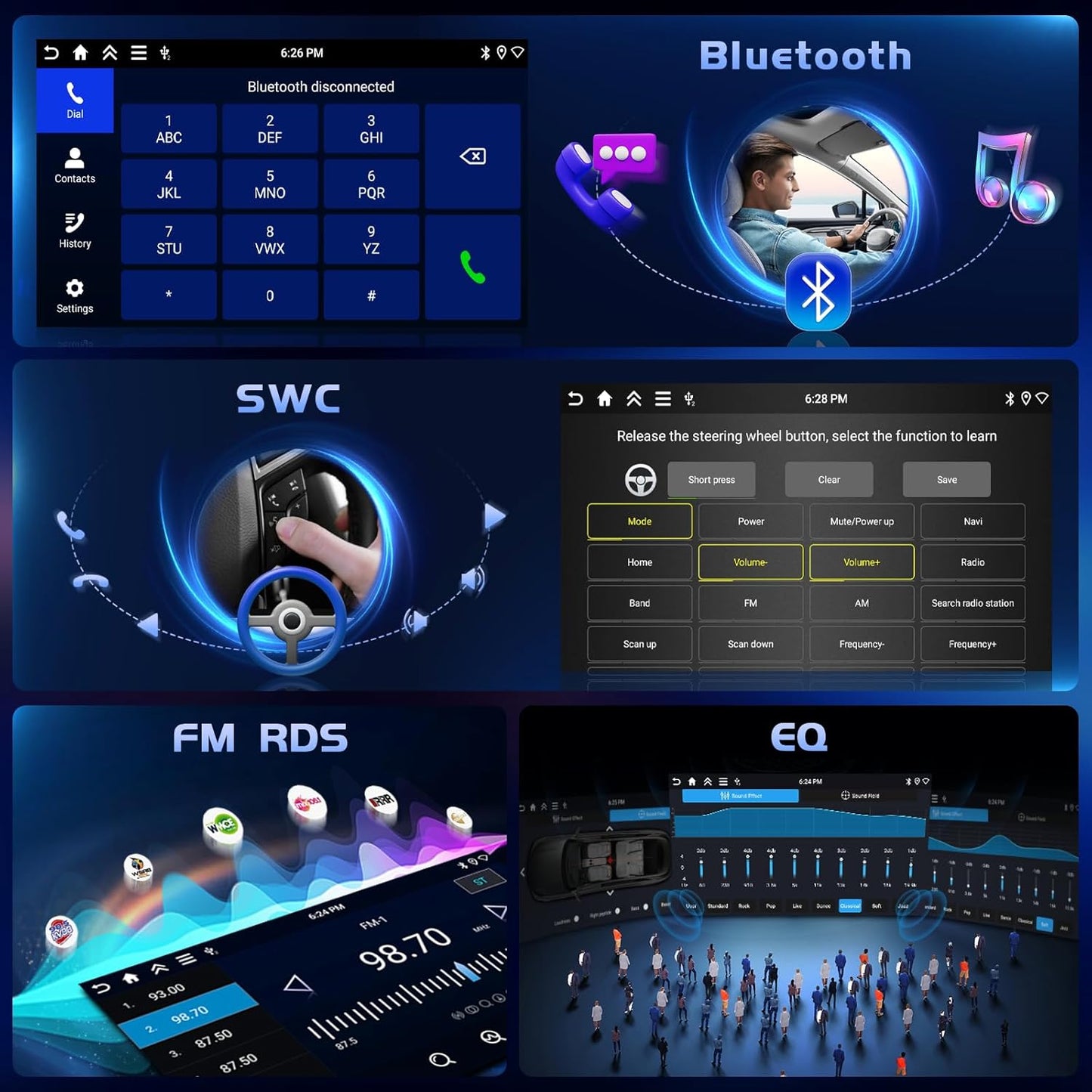 Hikity - Android autoradio met 7 inch scherm voor FIAT 500 2007-2015 autoradio met navigatie Bluetooth handsfree systeem touch display autoradio met WiFi/RDS/FM/USB/Spiegel/Canbus (wit)