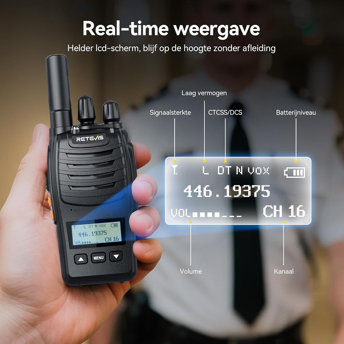 Retevis H777D Portofoons met 10-Voudige Oplader, LCD-Scherm, 1200 mAh-Batterij, Type C-Oplader, Eenvoudig te Koppelen, Langeafstandsradio voor Beveiliging, Hotel (10 Stuks)