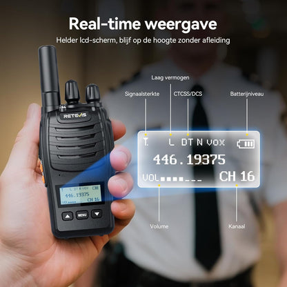 Retevis H777D Portofoons met 10-Voudige Oplader, LCD-Scherm, 1200 mAh-Batterij, Type C-Oplader, Eenvoudig te Koppelen, Langeafstandsradio voor Beveiliging, Hotel (10 Stuks)