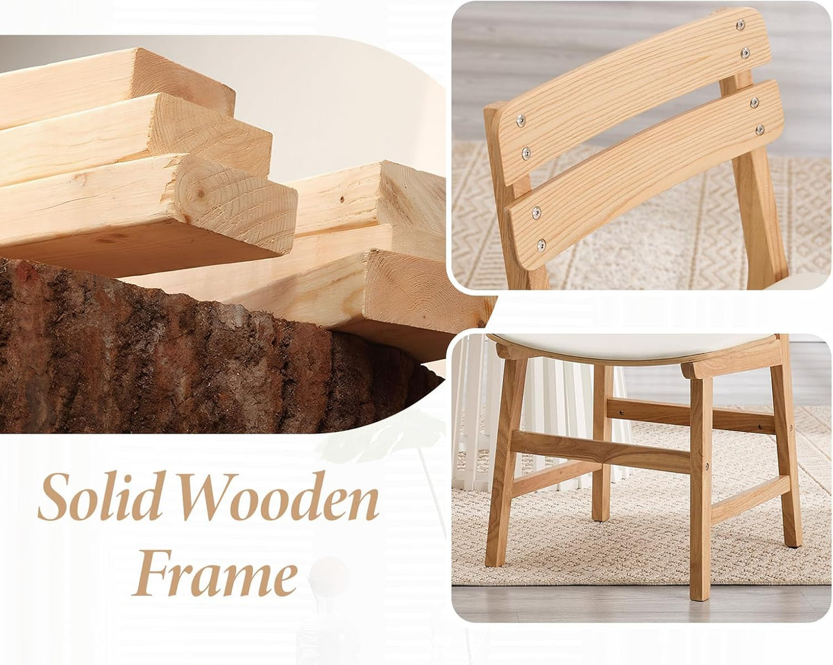 Rustieke houten eetkamerstoelen – houten stoelen – keukenstoelen – eetkamerstoelen set – armloze stoelen – waterafstotend kunstleer – ergonomische rugleuning