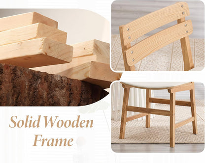 Rustieke houten eetkamerstoelen – houten stoelen – keukenstoelen – eetkamerstoelen set – armloze stoelen – waterafstotend kunstleer – ergonomische rugleuning