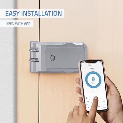 Nivian NVS-SMARTBOLT Intelligent onzichtbaar slot, elektronisch wifi-slot met mobiele app en afstandsbedieningen, dubbele motor, vandaalbeveiliging, opening van binnen en buiten (met app)