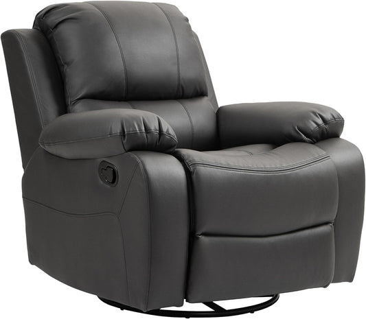 Relaxstoel – Fauteuil – TV Stoel – Ligstoel – Zwarte Microvezel Stoel – Verstelbare Rugleuning Tot 135° – Ingebouwde Voetensteun & Draaibaar