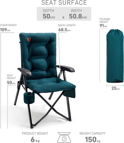Ever Advance Luxe campingstoelen voor volwassenen, 2 stuks, heavy-duty, hoge rugleuning, oversized, opvouwbare tuinstoel, comfortabel, 6 cm gewatteerd, 150 kg draagkracht, verstelbare stoelen voor