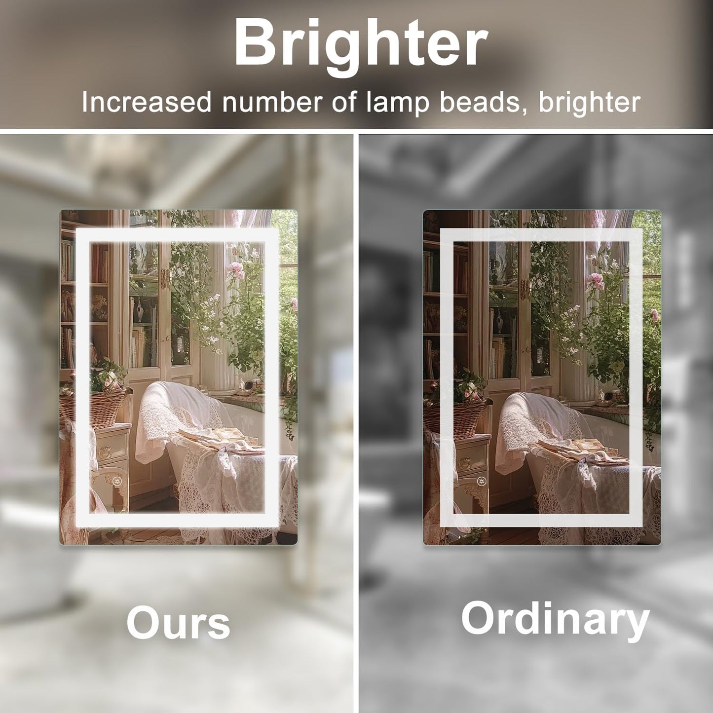 Sanitemodar LED Bathroom Mirror 80 x 100 cm, Bathroom Mirror with Light, Wall Mirror with Touch Switch - QUORE