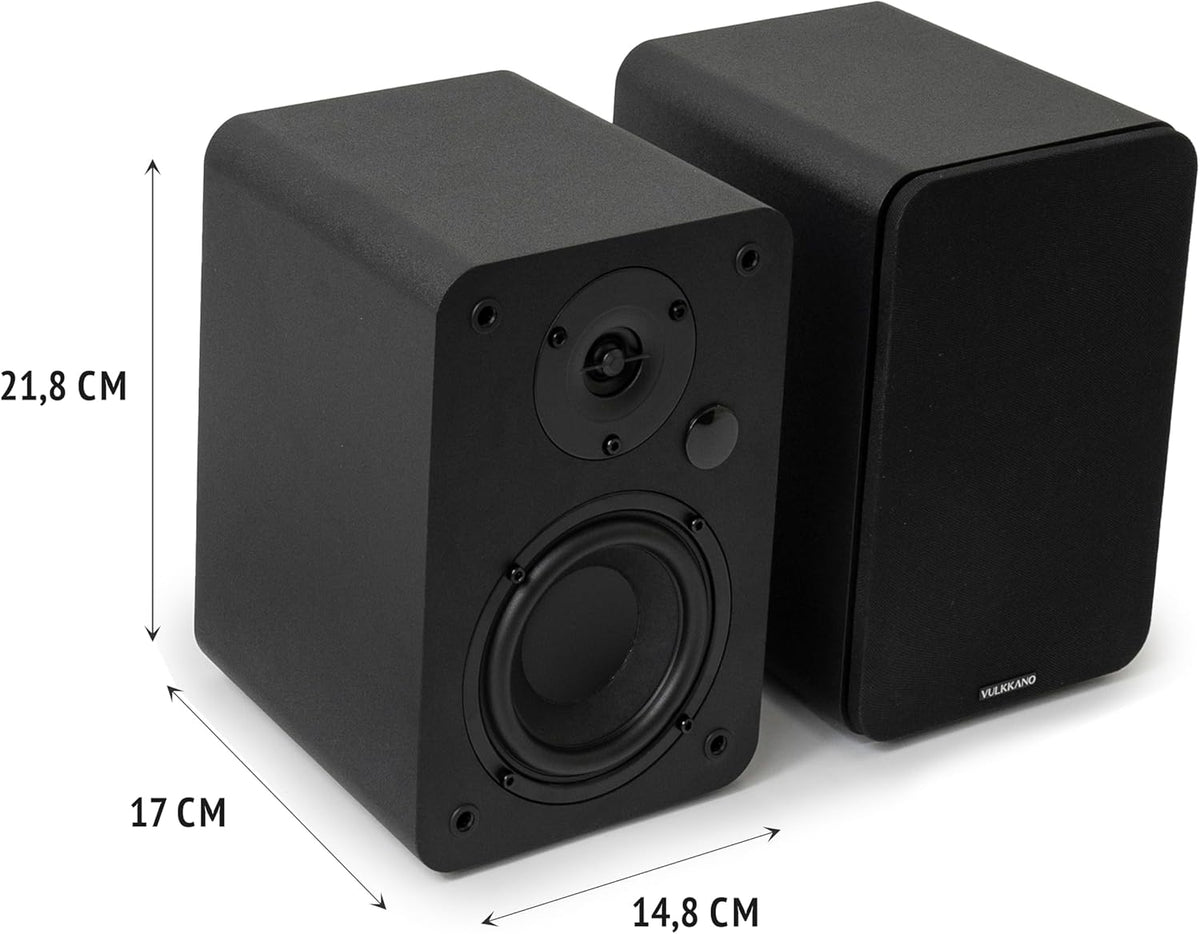 VULKKANO A4 ARC Luidspreker met 10,2 cm (4 inch), Bluetooth 5.0, HDMI ARC, optisch, RCA, USB, met subwoofer-uitgang, studiomonitoren met elegant design, zwart
