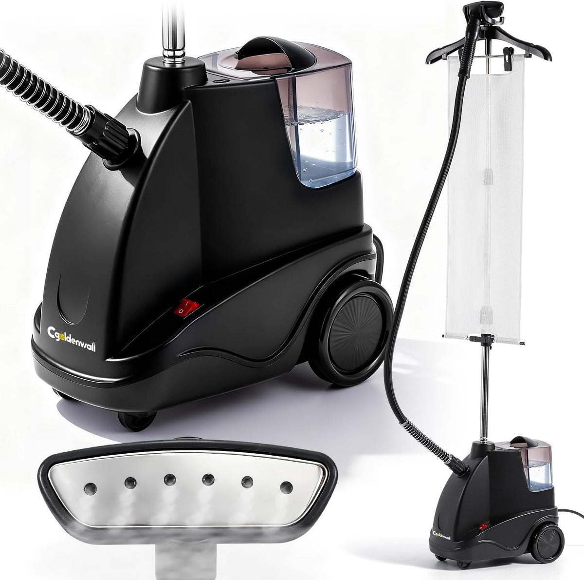CGOLDENWALL Verticale kledingstomer, 1500 W, waterreservoir van 2,9 liter en 2 stoominstellingen, snel opwarmen in 40 seconden, constante stoom