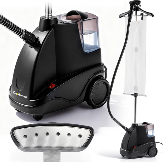 CGOLDENWALL Verticale kledingstomer, 1500 W, waterreservoir van 2,9 liter en 2 stoominstellingen, snel opwarmen in 40 seconden, constante stoom