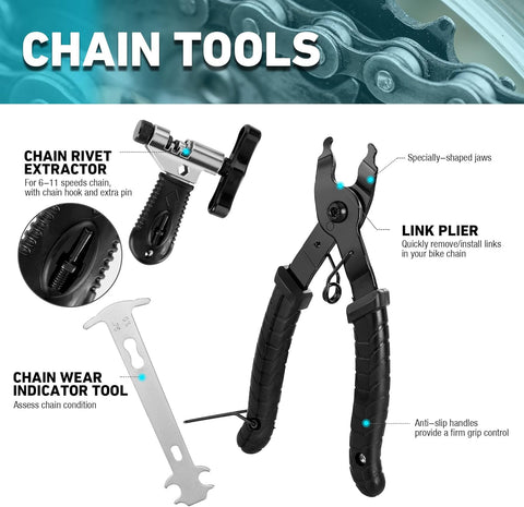 Fietsreparatieset - 41-delige Fietsgereedschappen - Multifunctioneel Fietsaccessoires - met Koffer - Geschikt voor Fietsreparatie - Routinereparatie - Thuis - DIY-reparatie - Blauw