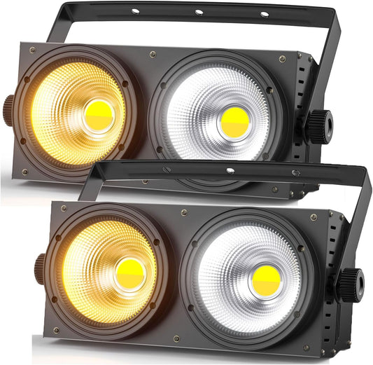2 Pcs COB Par, 200W Stage Light Cold/Warm White, 2-in-1 Light Effects Lights with DMX8CH Stage Lighting for Disco Wedding Bar Party Public Lighting