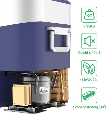 BINGI Compressor Koelbox, 22 Liter Draagbare Auto Koelkast, 12/24 V DC en 230 V AC voor Auto, Vrachtwagen, Camping, Camper en Stopcontact