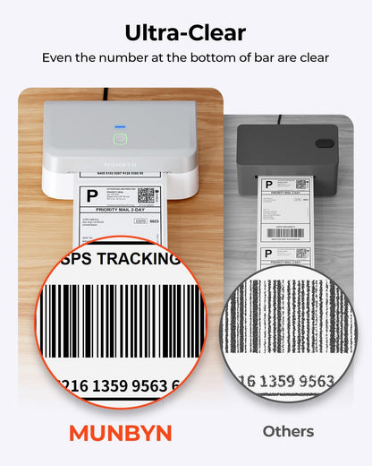 MUNBYN Bluetooth Label Printer DHL, Label Printer 4x6, Label Printer Thermal Printer for Shopify, Ebay, Etsy, Amazon, DHL, Evri, DPD, UPS, FedEx, 403B - QUORE