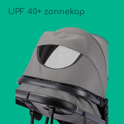 Bebeconfort Breeze Trio, 3 in 1 Kinderwagen Set met Autostoeltje, 0-22 kg (0-4 jaar), Omkeerbaar & Lichtgewicht Combi Wandelwagen, i-Size Autostoeltje, Compact Inklapbaar, Ruime Mand, Mineral Grey