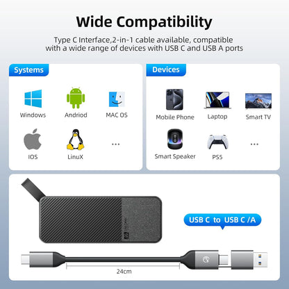 SAN ZANG MASTER Portable SSD 2TB, USB 3.2 Gen2 Portable SSD, with USB-C Cable, 560MB/s Reading, 520MB/s Writing, Reliable Storage for Mac, Laptop, USB-C Smartphone and More, Black - QUORE