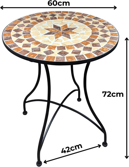 Tuinmeubel, mozaïektafel, 2 stoelen, mozaïek, zitmeubel, bistrotafel met stoelen, zitgroep, balkonmeubel, balkontafel met stoelen