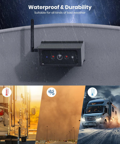 AUTO-VOX Magnetische draadloze achteruitrijcamera: 5 inch draagbare groothoek parkeerhulpsystemen, 1080P IR nachtzicht IP69K waterdichte achteruitrijcamera camper voor vrachtwagens en caravans