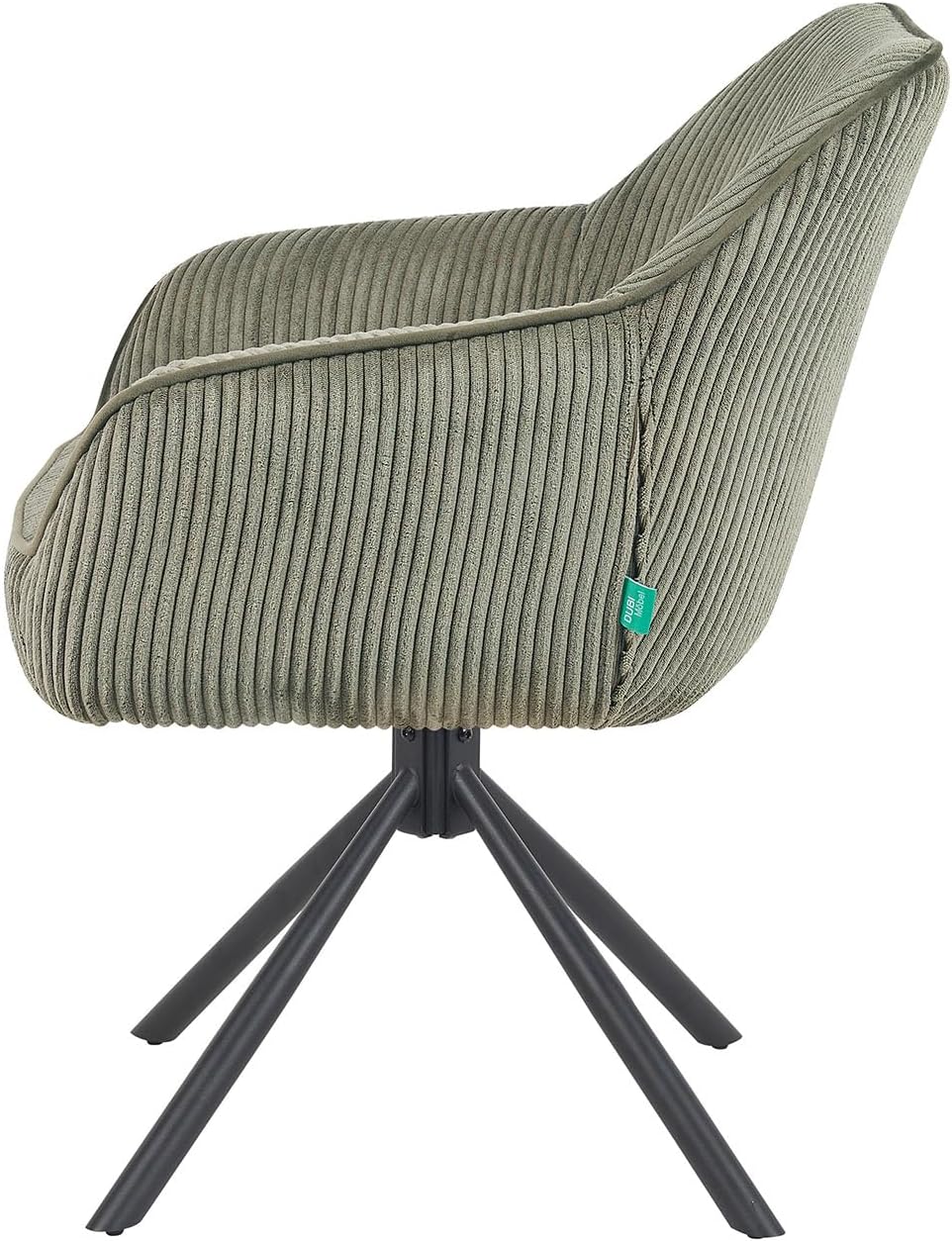 DUBI Möbel Dining Room Chairs Set of 2, 360° Swivel with Pocket Spring, High Seat Comfort, Load Capacity up to 150 kg, Cord Fabric Green, Robust Metal Cross Frame, Modern Design, Mika-Maya - QUORE
