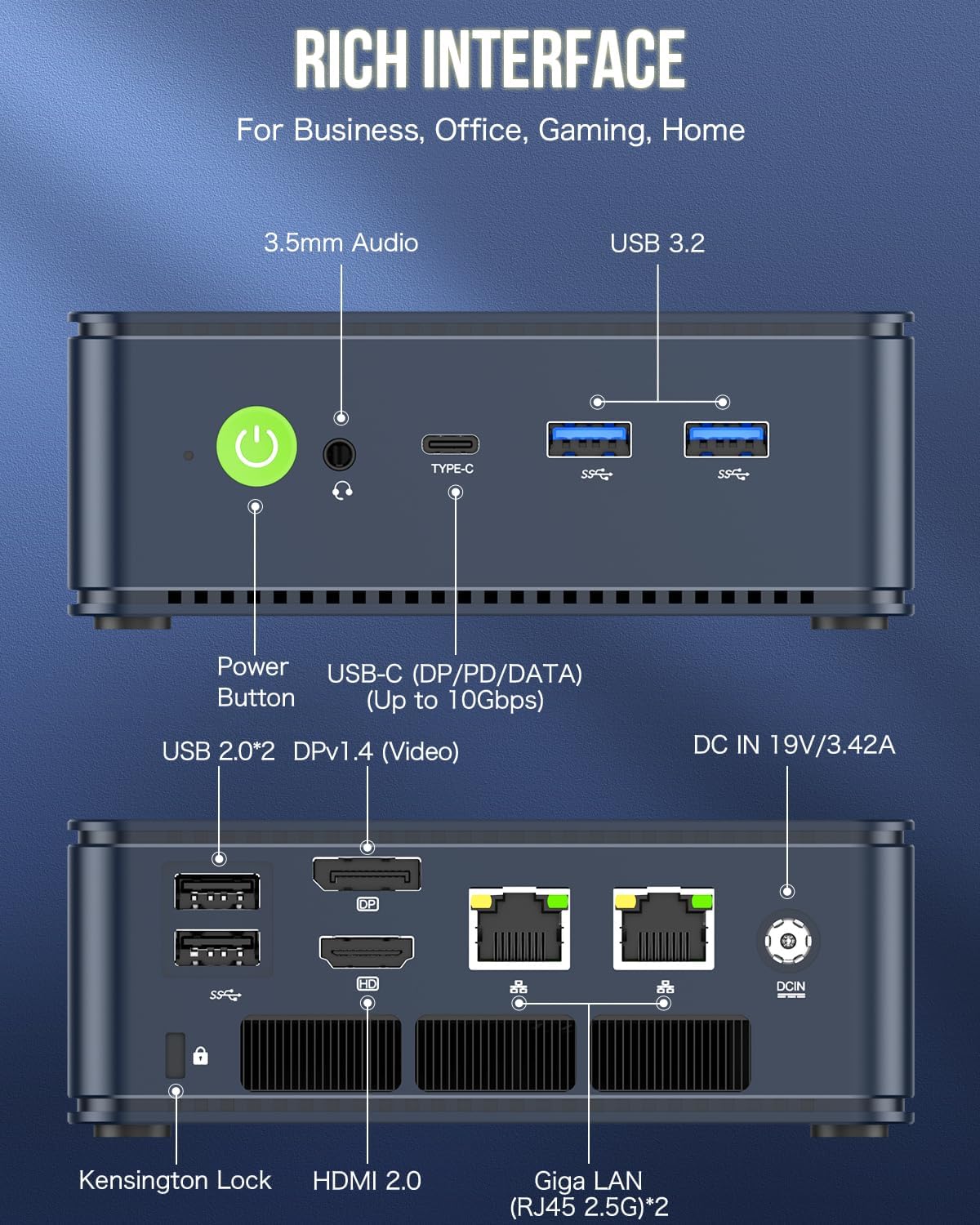 GMKtec Mini PC AMD Ryzen 7 5825U (Turbo 4.5GHz) Dual NIC 2.5G Gaming Desktop Computers 16GB DDR4 512GB SSD Dual LAN 2.5G/ WiFi 6E, USB3.2, USB-C, BT 5.2, DP, HDMI, Dual Fan