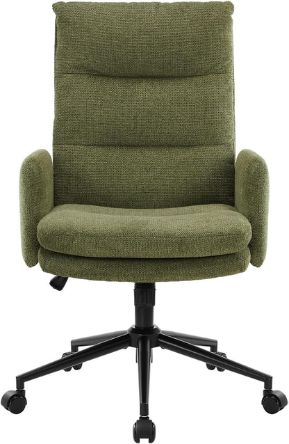 Bureaustoel – Bureaustoel Met Wieltjes – Bureaustoel Met Armleuningen – Ergonomische Bureaustoel – Draaibare Bureaustoel – Hoge Rugleuning – Verstelbare Zithoogte – Pluche Cashmere Bekleding Groen