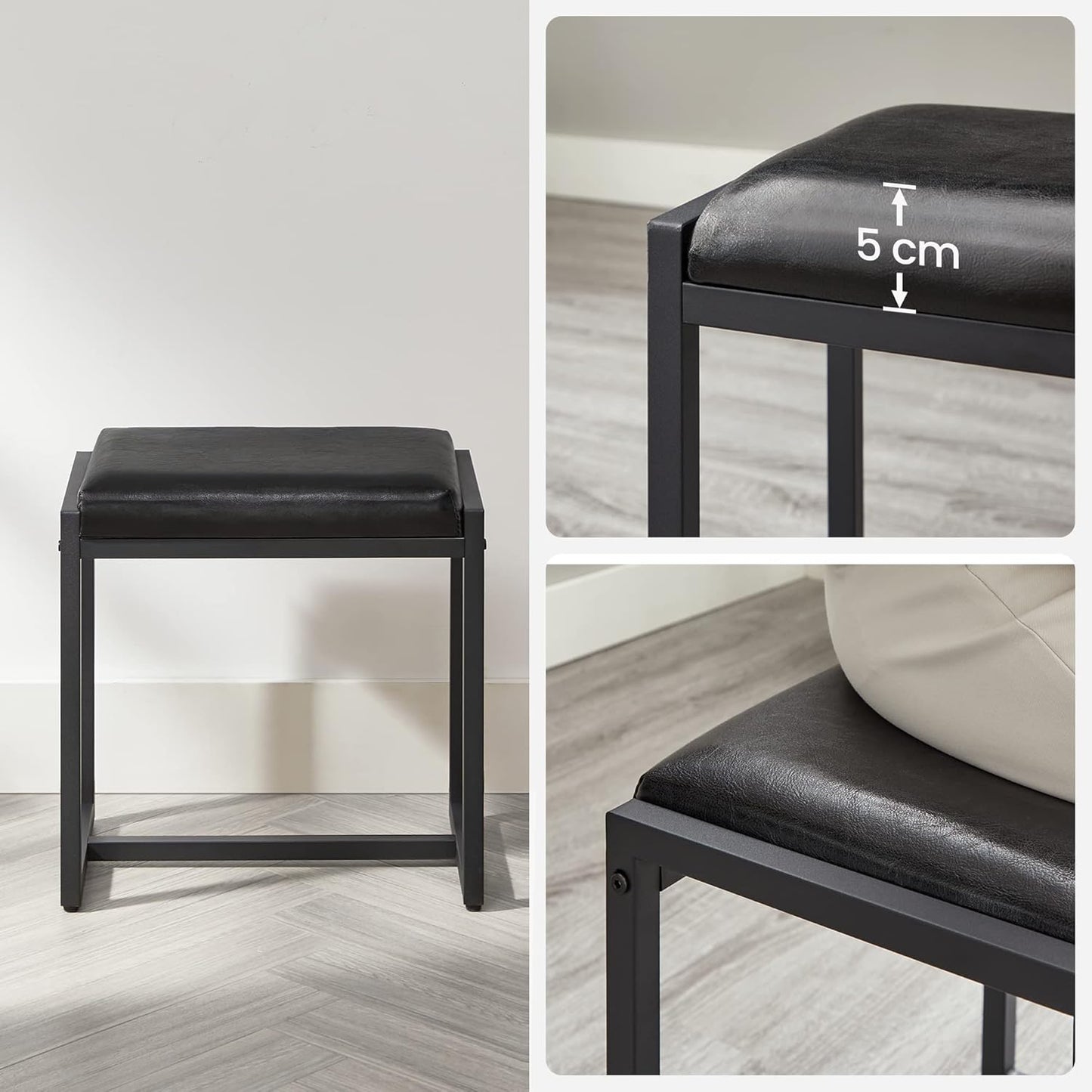 Kaptafel - met kruk en opklapbare spiegel - Cosmeticatafel - Damestafel - Hout - Bruin/Zwart - QUORE