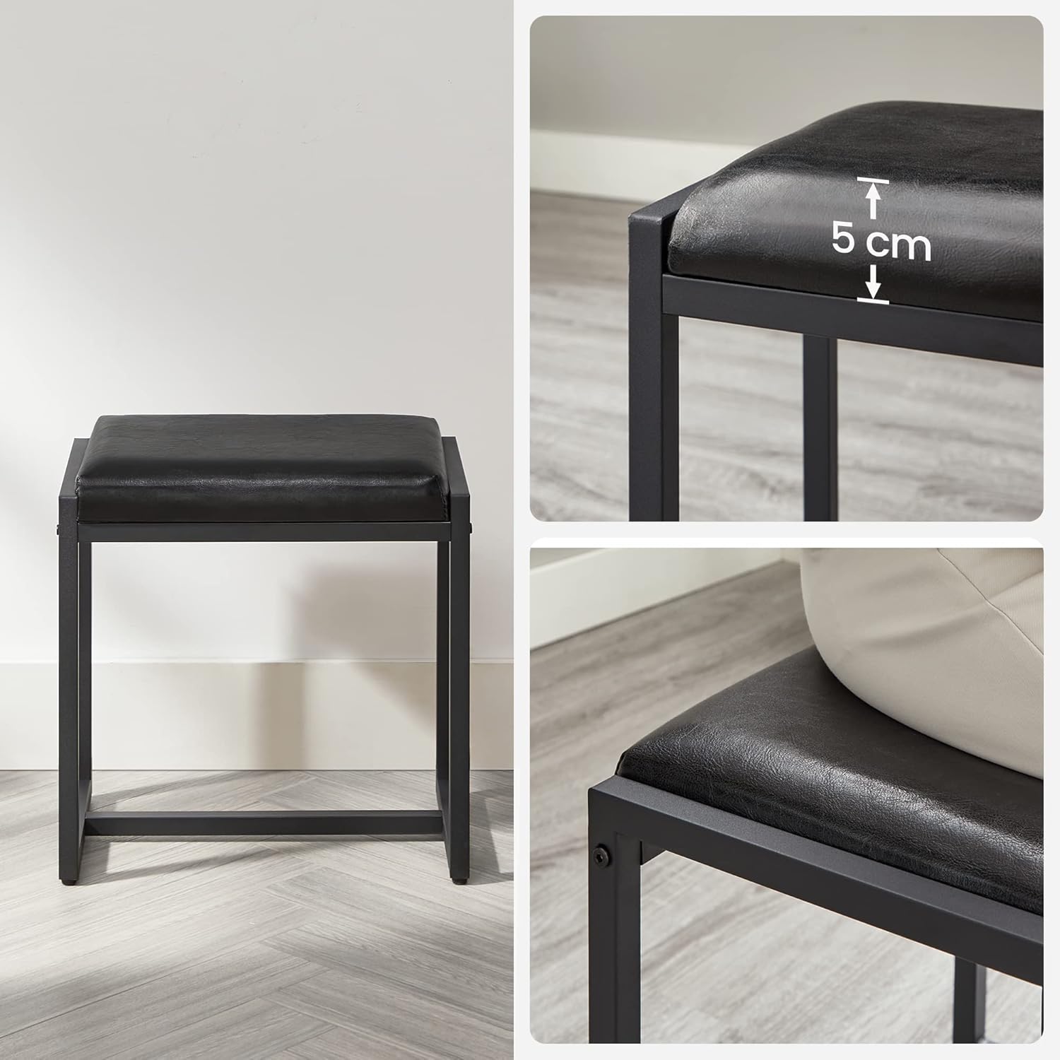 Kaptafel - met kruk en opklapbare spiegel - Cosmeticatafel - Damestafel - Hout - Bruin/Zwart - QUORE
