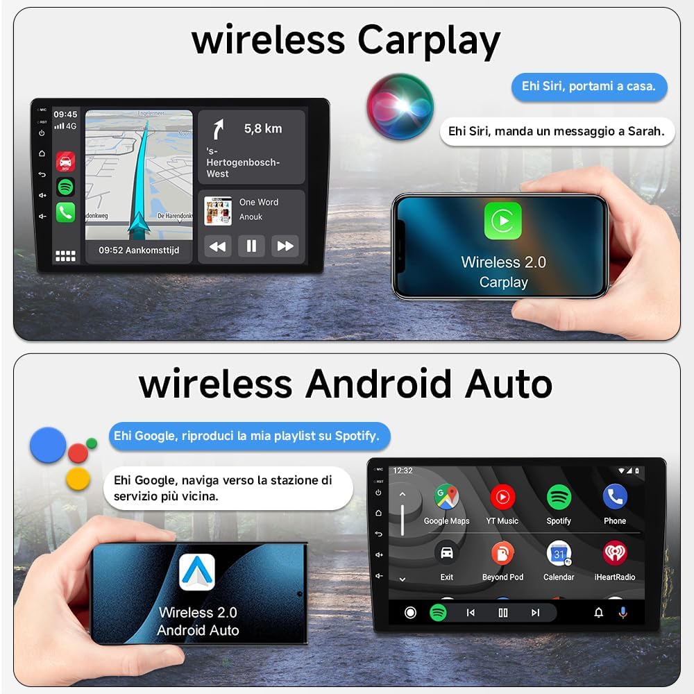Autoradio Android 15 – Multimedia Systeem – Inbouwradio – Navigatiesysteem – Infotainment – 13,1 Inch 2K QLED Display – Octa-Core 4GB RAM 64GB Opslag