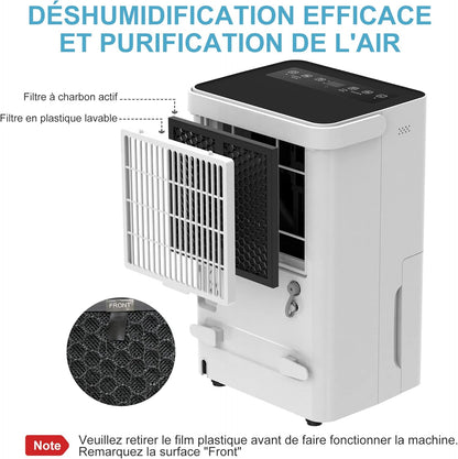 Luchtontvochtiger – Ontvochtiger – Kamerventilator – Vochtvreter – Vochtregelaar – Stil – 10 Liter per Dag – Geschikt voor 15 m²