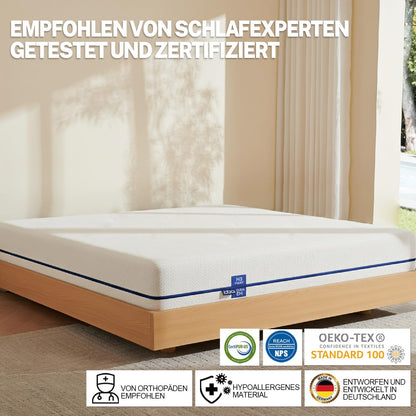 IDEA Matras, 120 x 200 cm, orthopedische 7 zones koudschuimmatras, 2-in-1, hardheidsgraad H2 en H3, zacht en stevig), hoogte 18 cm, Öko-Tex gecertificeerd (18 cm, 120 x 200 cm)