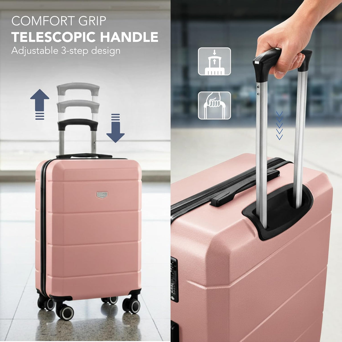 LUGG Jetset 3-delige hardcase-kofferset, 50,8 cm, 63,5 cm, 29, robuust en licht, met TSA-veilige sluiting, gladde 360°-wielen, binnenvakken, goedgekeurd door bedrijven