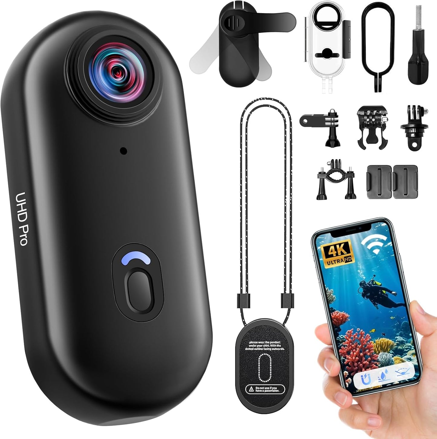 Action Cam 4K, sportcamera, wifi, 120 graden, 1080p HD, mini-actiecamera, wifi, fiets, motorfiets, helmcamera, onderwatercamera, kleine bodycam, lichaamscamera, waterdicht, voor zwemmen