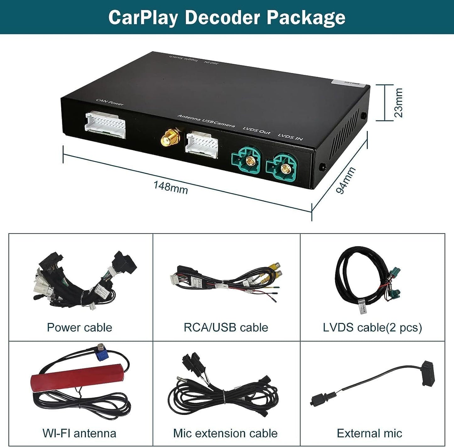 Draadloze CarPlay Adapter – Retrofit Kit – Wireless Android Auto Interface – Mirrorlink Navigatie Systeem – Plug-and-Play Installatie – Spraakbesturing Siri Support