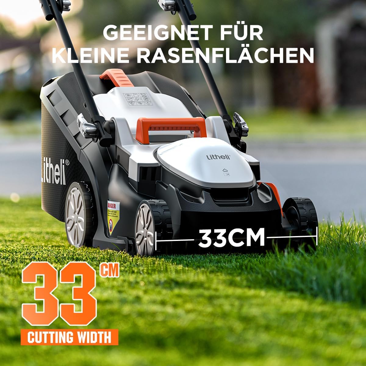 Accugrasmaaier – Draadloze Grasmaaier – Elektrische Grasmaaier – Accu Grasmaaier – Tuingrasmaaier – 33 cm Maaibreedte – 30 Liter Opvangbak – Verstelbare Maaihoogte 25-65 mm – 20V 4,0 Ah Accu – Geschikt Tot 200 m²