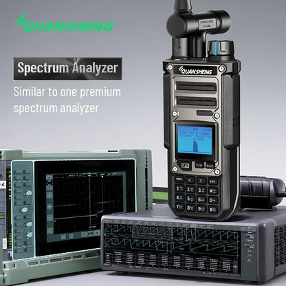 HYS Quansheng TK-11(8) 10W VHF/UHF Walkie Talkie, Type-C oplaadpoort en 3000 mAh accu, 999 kanaalnummers, spectrum-analysator, professionele twee-weg radio met koptelefoon