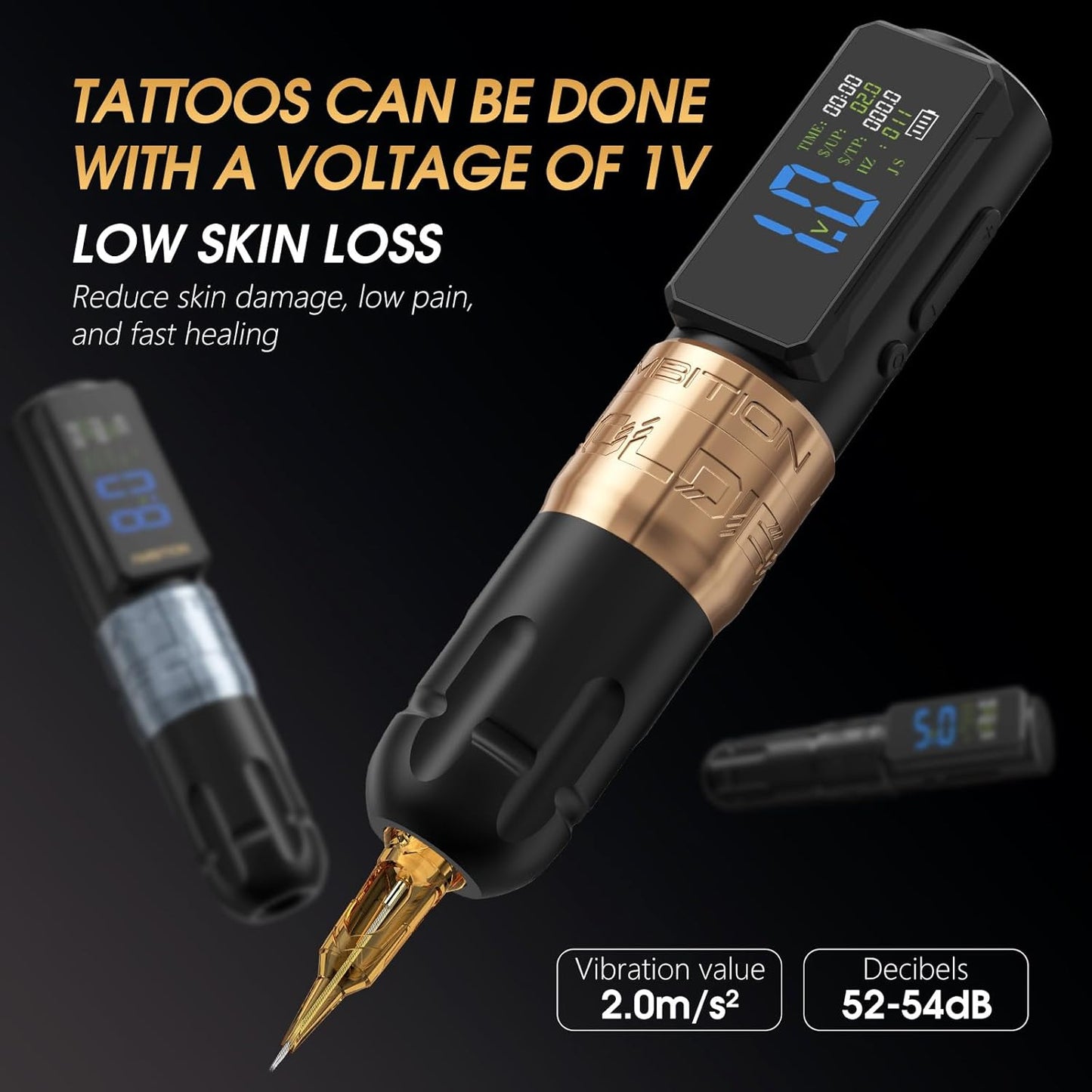 Ambition Soldier 270 S Draadloze Tattoo Pen Machine, roterend Tattoo Pistool met Dubbele 2400 mAh Batterij, 270 g.cm Koppel Borstelloze Motor, 5.0mm Slag Draadloze
