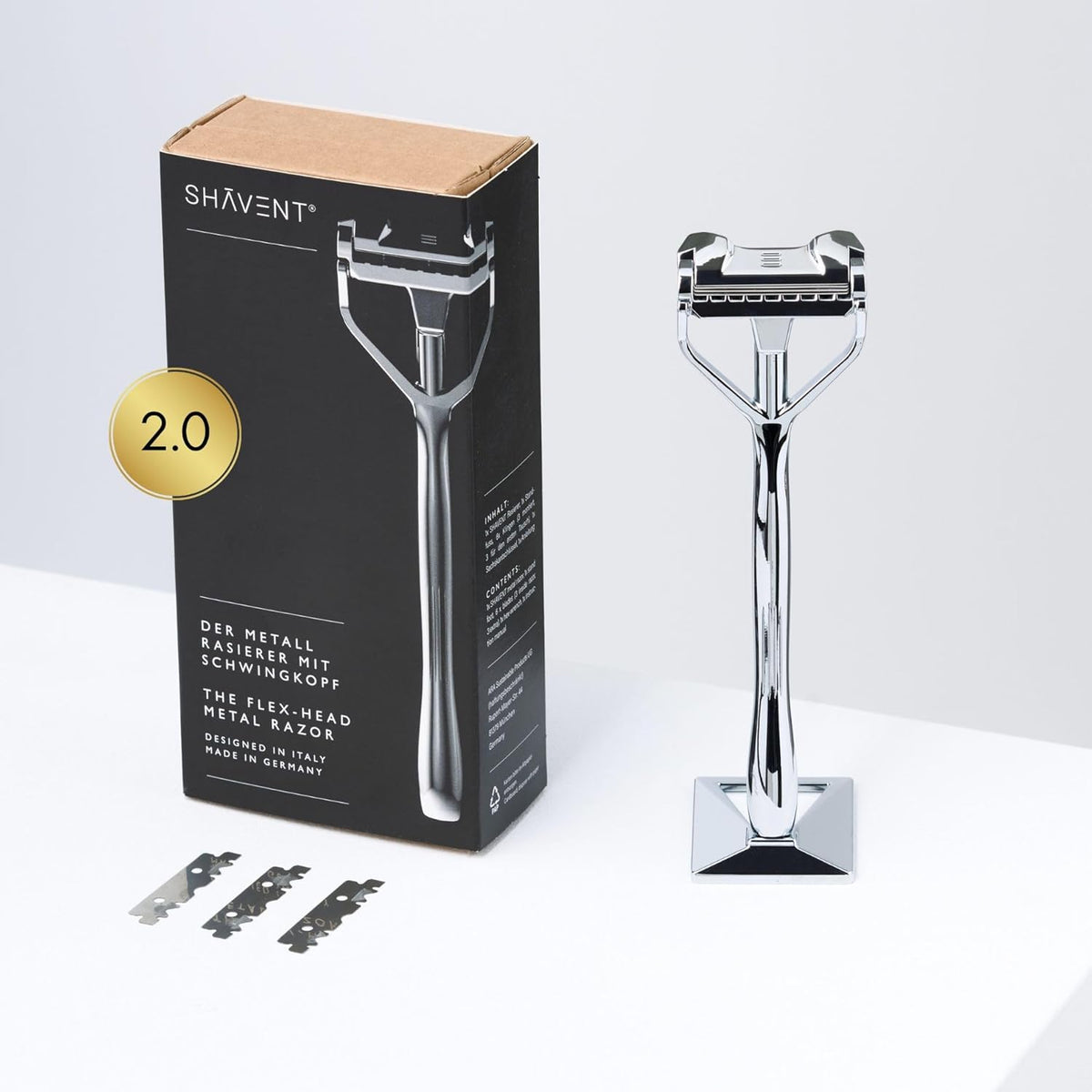 Metalen Scheermes – Veiligheidsscheermes – Nat Scheermes – Handscheermes – Scheermes Voor Gezicht En Lichaam – Flexibele Scheerkop – Plasticvrij & Duurzaam