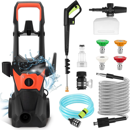 Hogedrukreiniger – Elektrische Hogedrukspuit – Waterdrukreiniger – Schoonmaakspuit – Tuinreiniger – 3000 W Motor – 200 Bar Druk Met 10 Meter Slang